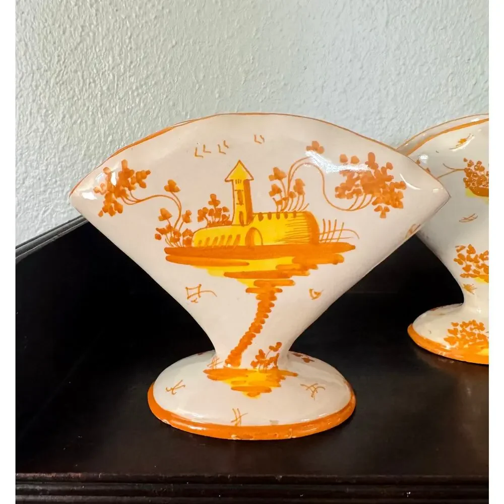 Pair of 1970s Antico Fiorentino Italian Fan Vases